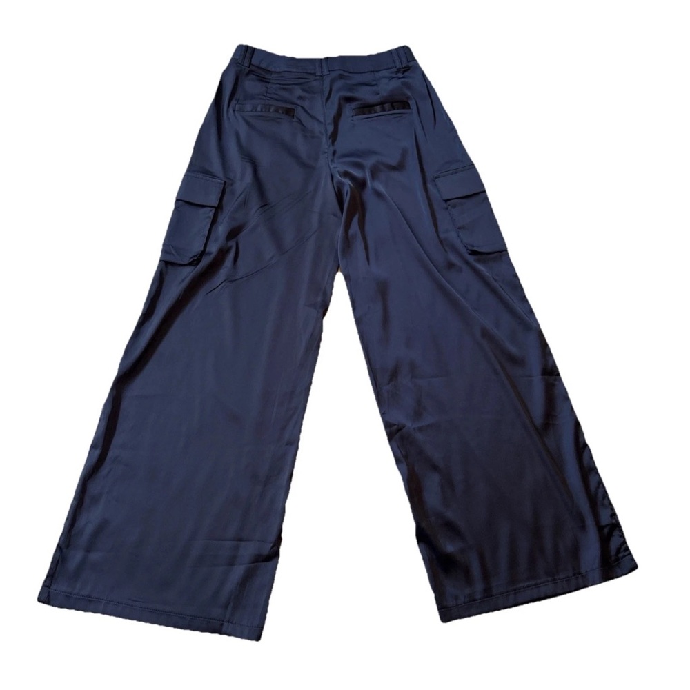 Edikted Women’s Kelsey Satin Trousers Size Small Navy Blue Cargo Pants BNWOT - Picture 7 of 16
